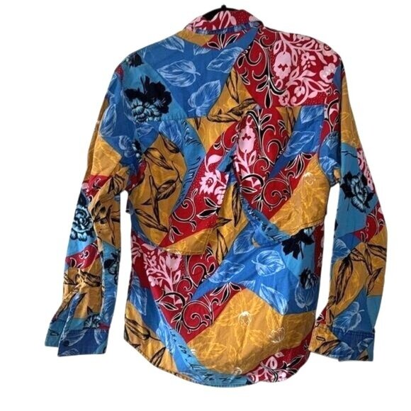 Vintage Frontier Series Floral Patchwork Long-Sleeve Shirt Button-Down Size M - Picture 8 of 9